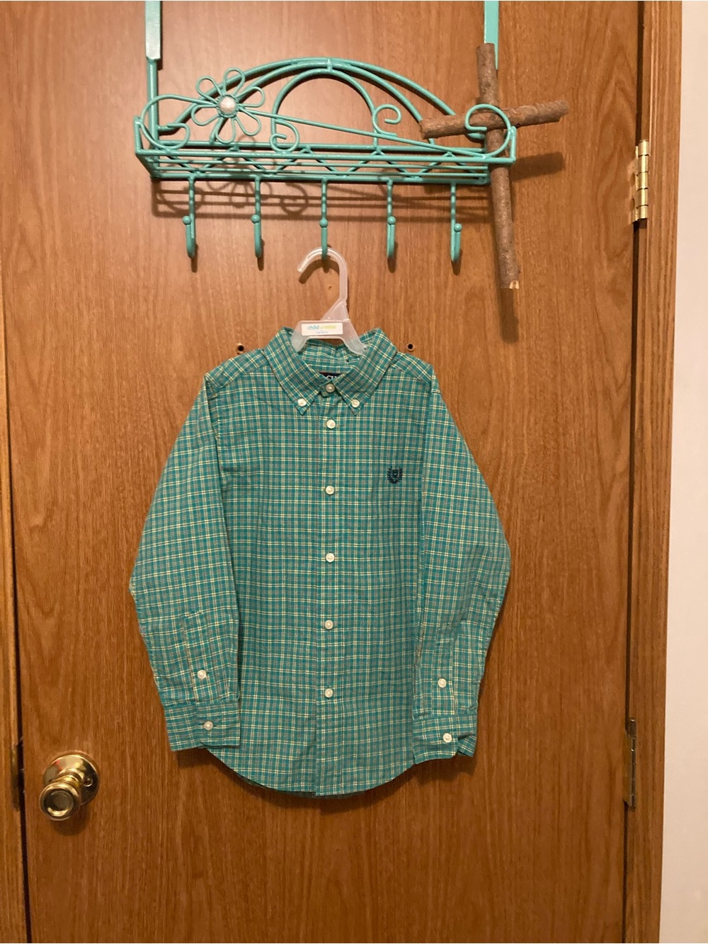 Chaps Kids’ Green and Yellow Plaid Button-Down Shirt